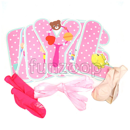 Baby Girl Banner & Printed Balloons Wall Decor Flags - Funzoop
