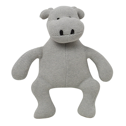 Baby Hippo vanilla grey knitted stuffed soft toy by Pluchi from Funzoop The Party Shop