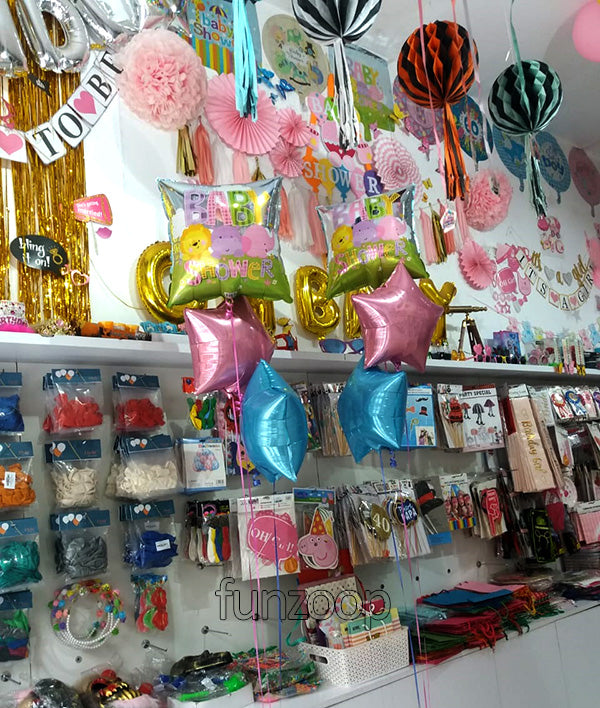 Baby Shower Square Foil Star Balloons Bouquet - Funzoop The Party Shop