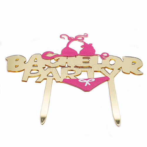 Bachelor Party Acrylic Cake Topper, Black