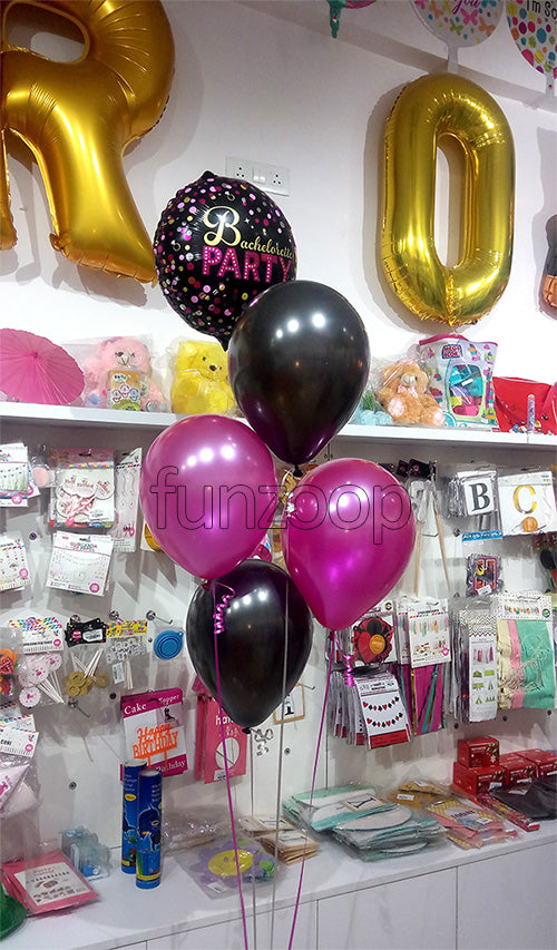 Bachelorette Sassy Foil Balloon Bouquet shown as a styling reference, with additional decorations separate from the balloon in this listing.