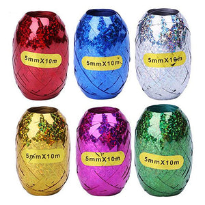 Balloon Curling Ribbon Rolls (5mm x 10 M) - 6 Pcs assorted colors - Funzoop
