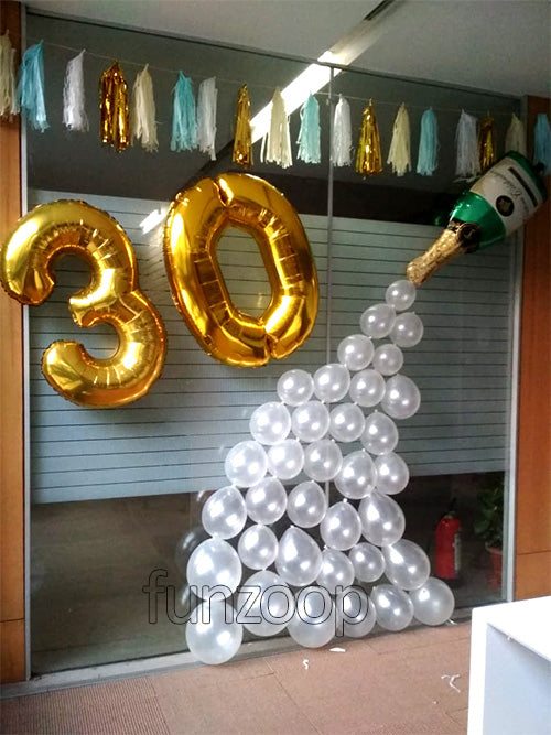 Balloons Champagne Tassel Foil Numbers Office Decor Funzoop