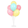 Clear and white plastic balloon stand set with support rods and cups for building displays using separately selected party balloons.