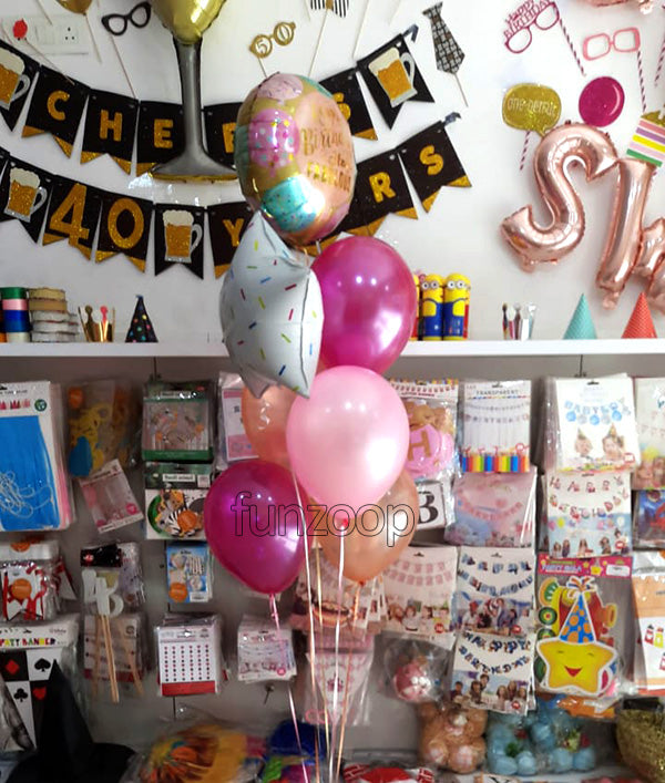 Birthday Sprinkles Helium Balloons Bouquet with Fabulous Print, arranged together as a coordinated balloon display for a celebration or themed gift.