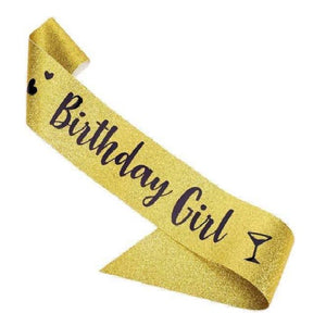 Birthday Girl Glitter Sash Golden - Funzoop The Party Shop