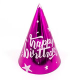 Birthday Pink Metallic Glossy Hats Set [10 Pcs] - Funzoop