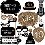 Birthday Golden Glitter Party Props [20 Nos] for 40th Birthday - Funzoop