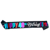 Birthday milestone satin party sash for 40th 50th and 60th birthday celebrations from Funzoop The Party Shop