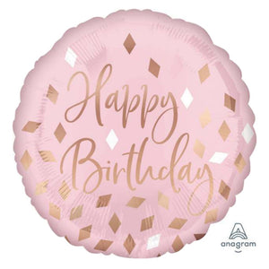 18" BLUSH BIRTHDAY FOIL BALLOON - ANAGRAM - Funzoop The Party Shop