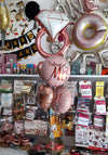 Bachelorette 5-in-1 Foil Balloons Bouquet in the helium-filled arrangement option for a bridal shower table and bride-to-be photo display