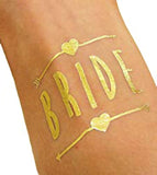 Bride gold temporary tattoos sheet for bridal shower and bachelorette party celebrations from Funzoop The Party Shop