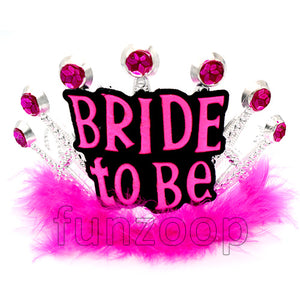 Bride To Be Crown/Tiara With Fur - Funzoop
