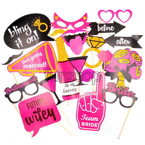 Glitter Coated Bachelorette Party Props Set [20 Pcs] Funzoop - The Party Shop