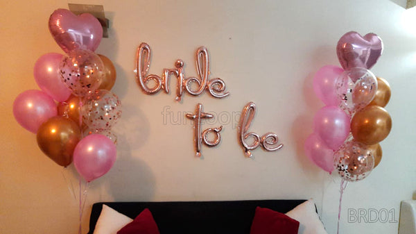 Bride to Be Wall Banner & Bunch, in an event decoration layout for a themed celebration and party photographs.