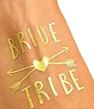 Bride Tribe gold temporary tattoos sheet for bridal party celebrations from Funzoop The Party Shop