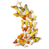 Decorative PVC 3D Magnetic Butterfly Set [12 Pcs] Yellow - Funzoop