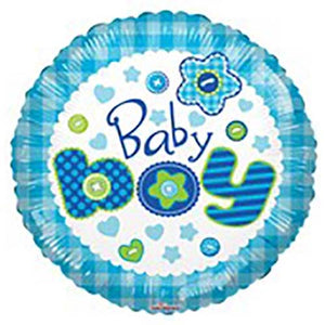 18" Buttons New Baby Boy Arrival Foil Balloon [Helium Inflated]