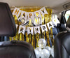 Car Decor Curtains White Banner, in an event decoration layout for a themed celebration and party photographs.