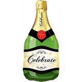 Celebrate Champagne Large Bottle Shaped Foil Balloon Green - Funzoop