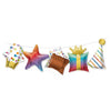 5 Foil Balloons Celebrations Foil Balloons Garland shown in an additional product reference image for a themed celebration table and party photo display