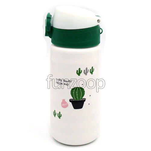 Ceramic Printed Sipper Water Bottle Lid Closed, with its printed ceramic body and cap shown as part of the drinkware design.