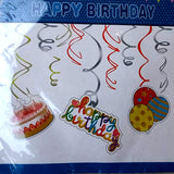 Happy Birthday Theme Hanging Swirls [6 Pcs] - Funzoop