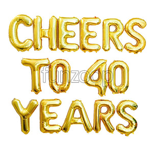 CHEERS TO 40 YEARS Foil Balloons Wall Banner Set - Funzoop