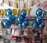 Chrome Balloons Bunch  - 5 Helium Inflated Latex Balloons [BN07]  Blue - Funzoop The Party Shop