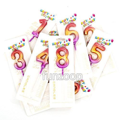 Chrome gold wax cake candles in digits 0–9