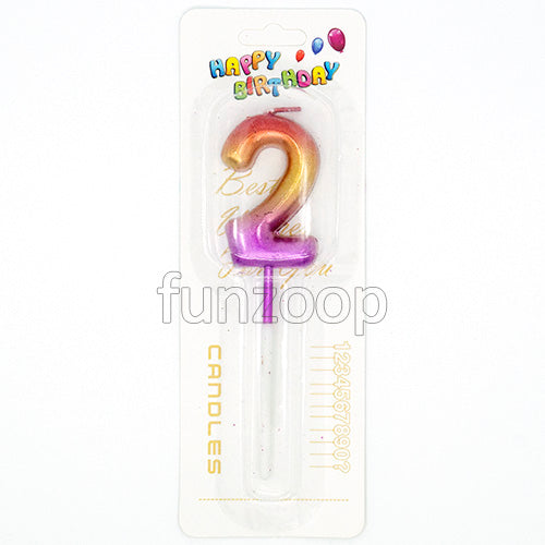 Chrome gold number 2 wax cake candle