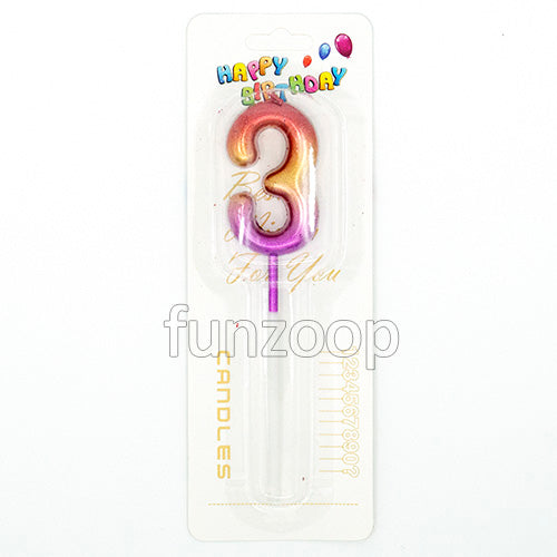 Chrome gold number 3 wax cake candle