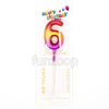Chrome gold number 6 wax cake candle