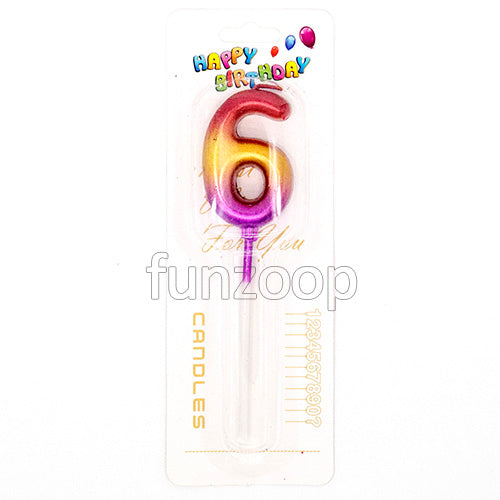 Chrome gold number 6 wax cake candle