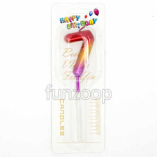 Chrome gold number 7 wax cake candle