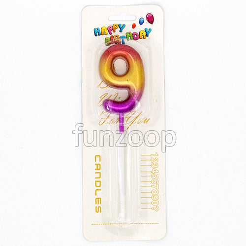 Chrome gold number 9 wax cake candle