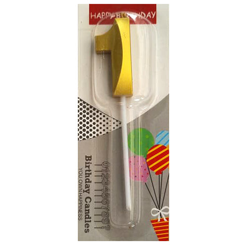 Chrome Number Candle Golden  Number 1 - Funzoop The Party Shop