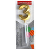 Chrome Number Candle Golden  Number 3 - Funzoop The Party Shop