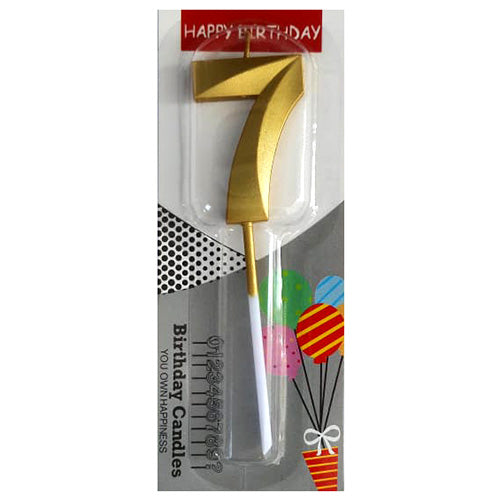 Chrome Number Candle Golden  Number 7 - Funzoop The Party Shop