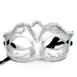 Silver Venetian half face mask with elegant masquerade styling from Funzoop The Party Shop