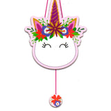 Unicorn shaped party pinata with colorful fantasy themed birthday design from Funzoop The Party Shop