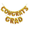 CONGRATS GRAD Foil Alphabet Balloons Wall Banner - Golden - Funzoop