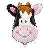 Cute Cow Face Shaped Jungle Theme Foil Balloon shown as a product reference for animal-themed birthdays and safari celebrations and a coordinated party display.