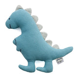 Cute Dino medium blue knitted stuffed soft toy by Pluchi from Funzoop The Party Shop