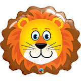 Cute cartoon lion foil balloon for safari and animal theme birthday party decoration from Funzoop The Party Shop
