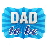 Dad To Be photo booth placard with colorful baby shower themed design from Funzoop The Party Shop