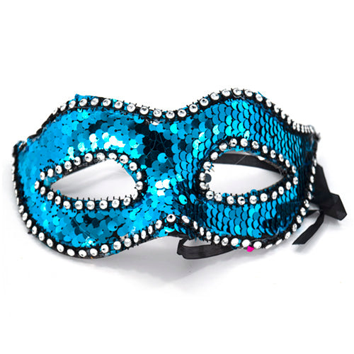 Decorated Carnival Half Mask, Blue by Funzoop