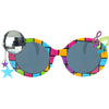Plastic party goggles with a disco-ball-inspired decorative design, providing a novelty accessory for retro dance-theme portraits and celebration photo corners.