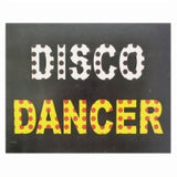 Disco Dancer photo booth placard with retro party message for celebration photography from Funzoop The Party Shop