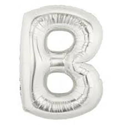 40" Large Foil Alphabet Balloons- Silver (Letter B) - Funzoop